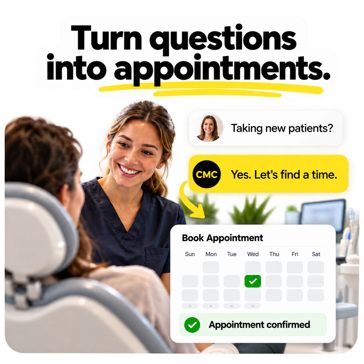Dental enquiry conversation connected to an appointment